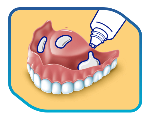 putting adhesive cream on upper dentures