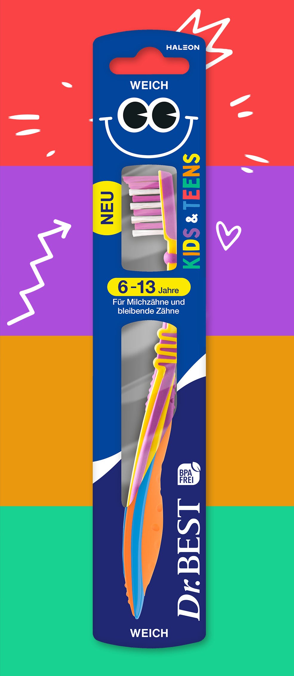 Übersicht des neuen Dr.BEST Kinder-Portfolios: Baby Starter Set, Erste Zähne, Paw Patrol Milchzahn und Kids & Teens