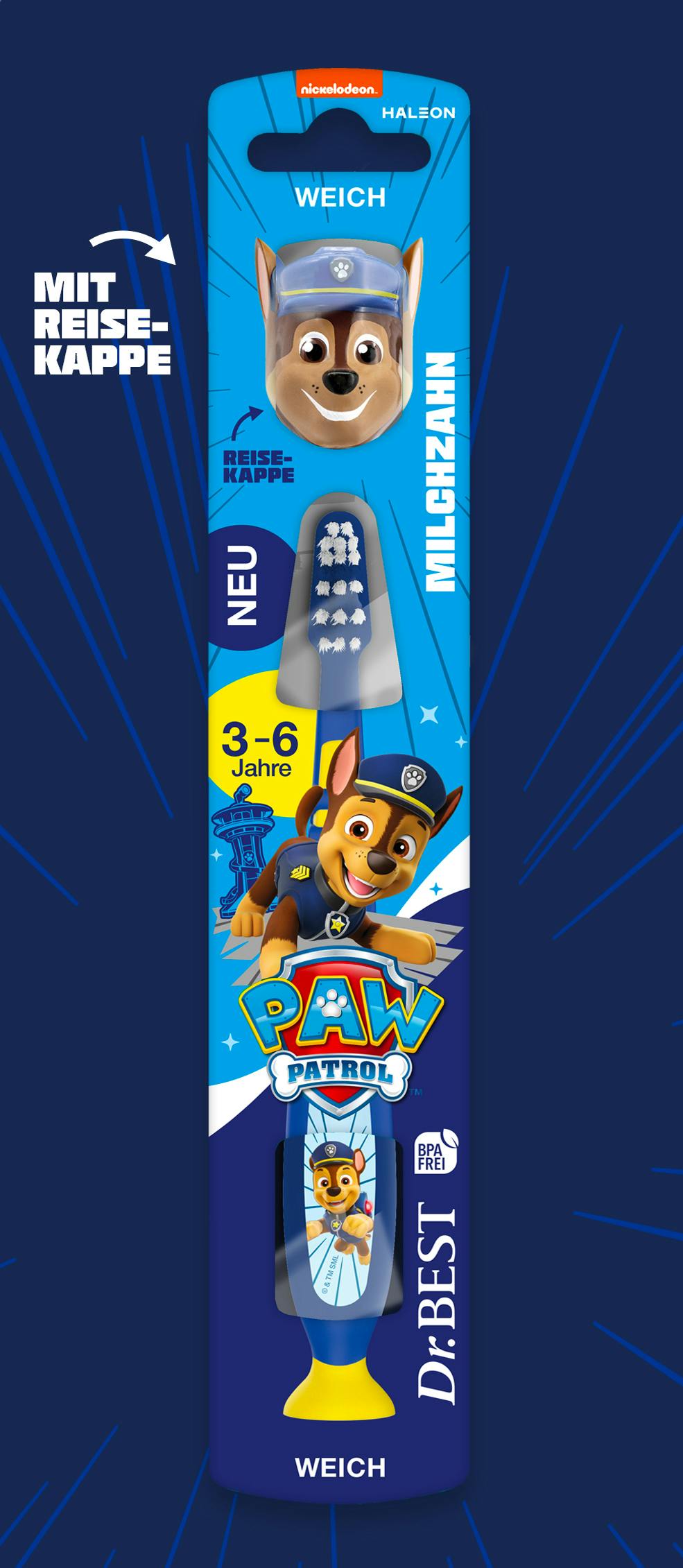 Dr.BEST Paw Patrol Zahnbürste – Mit Reisekappe, Weiche Borsten & Saugnapf Für Kinder