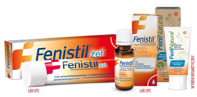 Produkty Fenistil - żel i krople