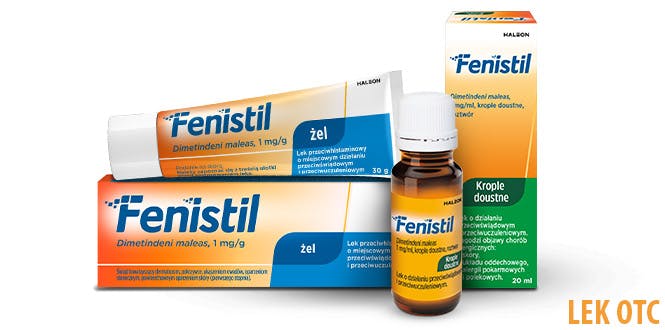 Produkty Fenistil - żel i krople