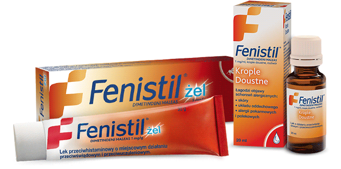 Produkty Fenistil - żel i krople