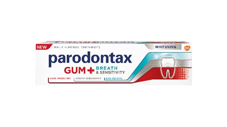 Опаковка паста за зъби parodontax Gum + Breath & Sensitivity