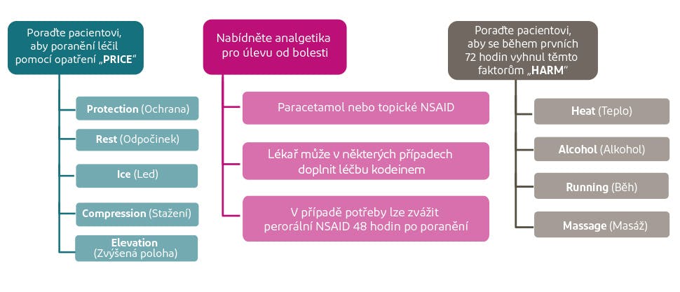 Shrnutí pokynů NICE k léčbě podvrtnutí a namožených svalů