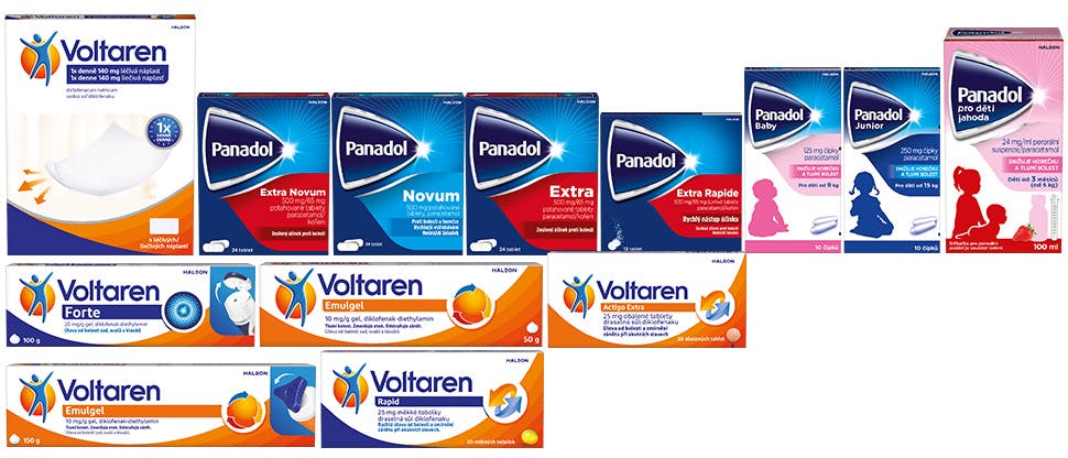 Sortiment produktů proti bolesti