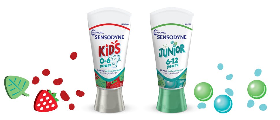 Produktová řada dětských zubních past Sensodyne Pronamel