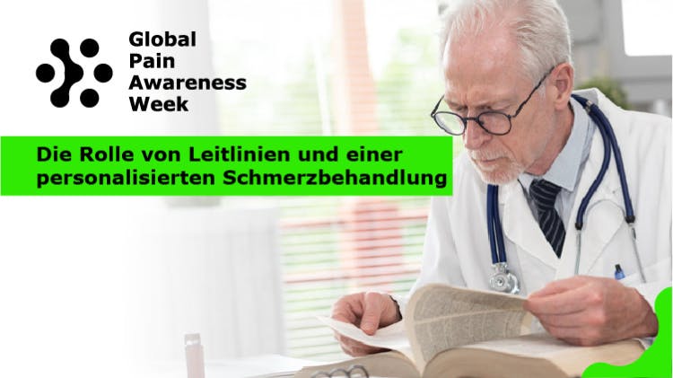 Global Pain Awareness Week: Arzt liest Fachliteratur der Medizin
