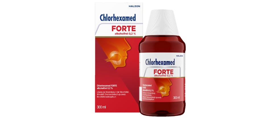 Chlorhexamed Forte alkoholfrei 0,2 % Mundspülung – Pack-Shot