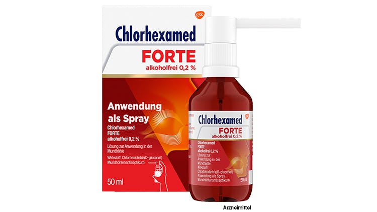 Chlorhexamed Forte alkoholfrei 0,2 % angewendet als Spray