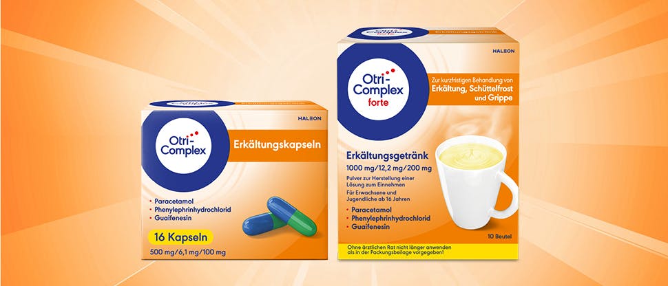 OtriComplex Erkältungskapseln und OtriComplex forte Erkältungsgetränk