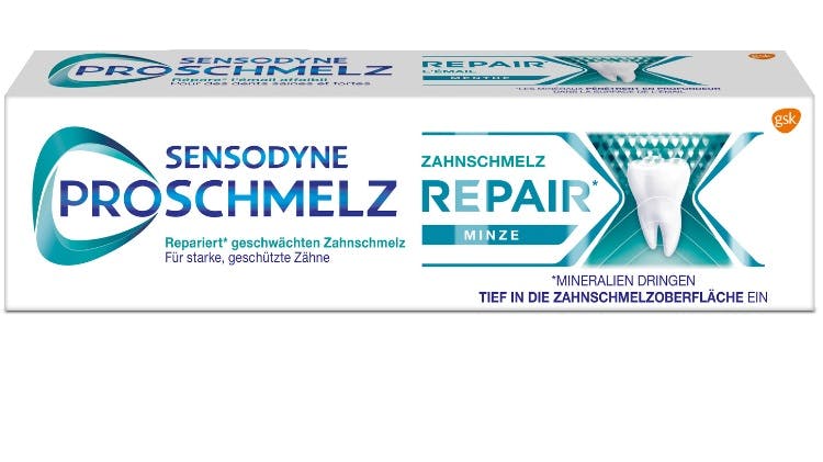 Aufnahme des Sensodyne ProSchmelz Zahnpasta-Sortiments