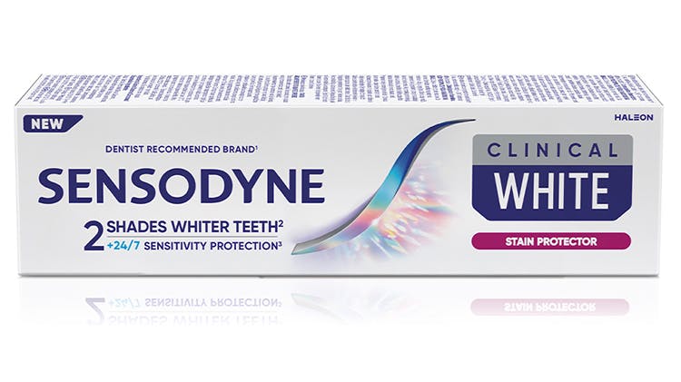 Φωτογραφία συσκευασίας της οδοντόκρεμας Sensodyne Clinical White