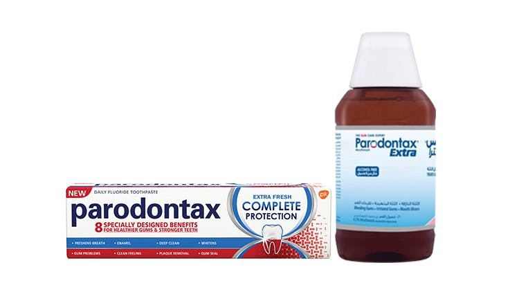 Sam illustration and toothpaste and mouthwash packshots