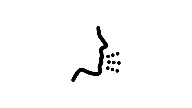 Cough icon – side profile of a man with particles  coming out of his mouth