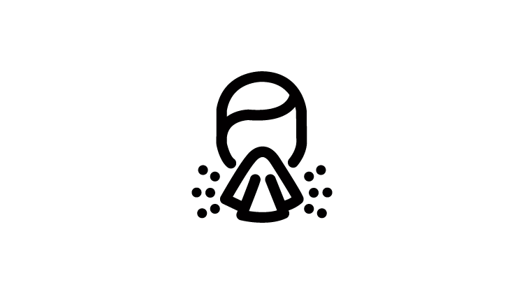 Signs and symptoms icon – graphic image of a  person blowing their nose into a tissue 