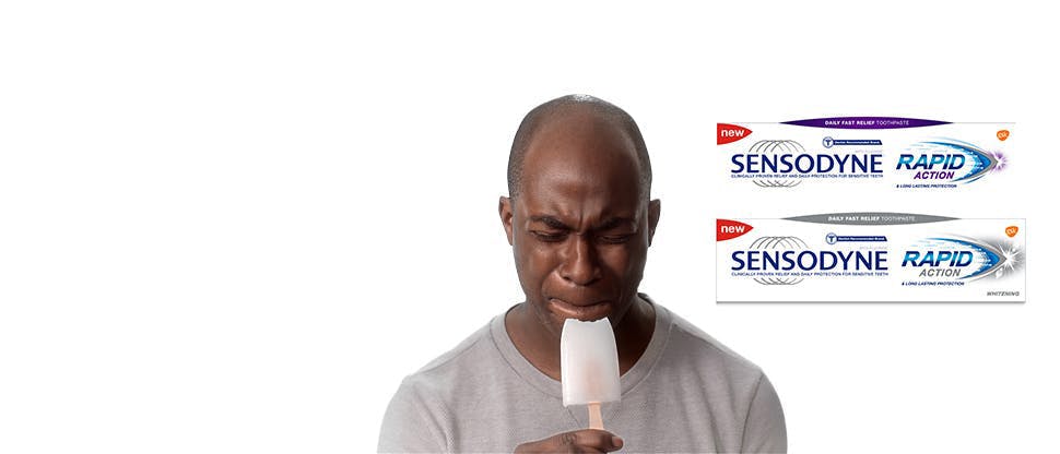 Painful ice-lolly bite and Rapid Action product packshot