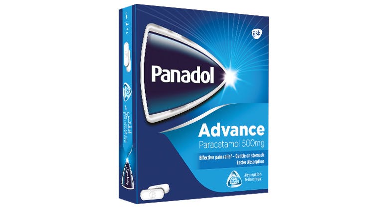 Panadol Advance with 500mg paracetamol pack shot