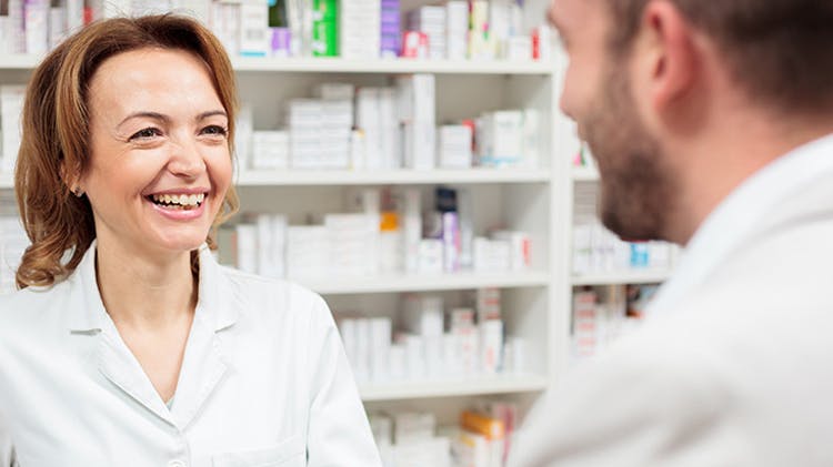 Patient in consultation with a pharmacist