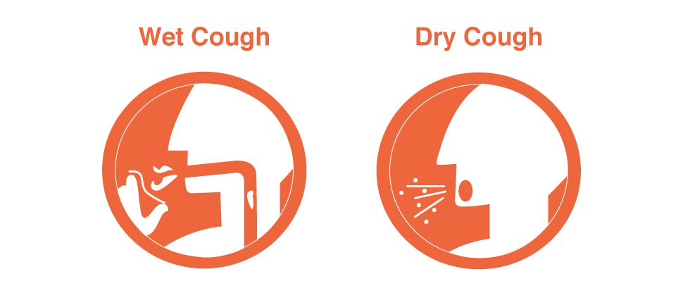 Wet cough and dry cough icon