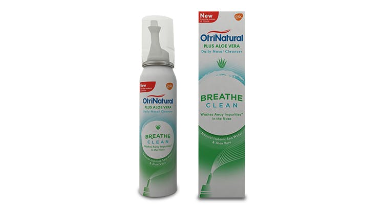 Otrivin Natural with Aloe Vera nasal spray (Breathe Clean) pack shot