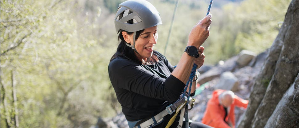 Woman abseiling