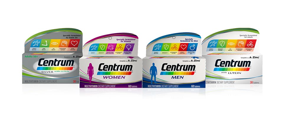 Centrum multivitamins for wellness range