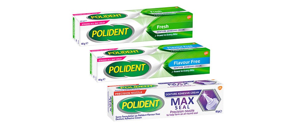 Polident flavour-free adhesive