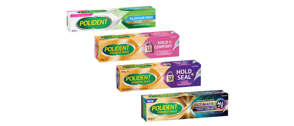 Polident flavour-free adhesive