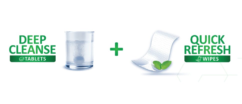 Polident Cleansing Wipes provide quick refresh in addition to daily deep cleaning with Polident Cleansing tablets