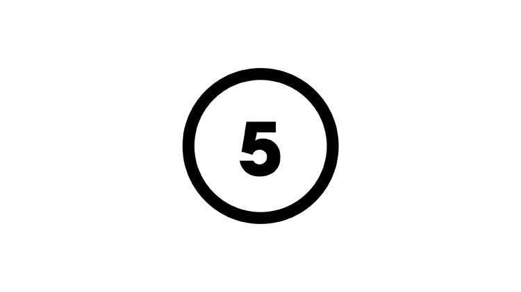 Graphic image of the number 5 inside a black ring, set on a lime green background