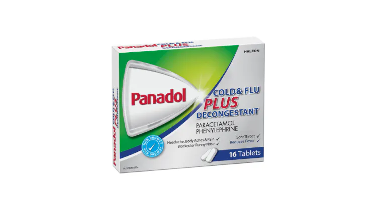 Panadol Cold & Flu PLUS decongestant pack shot