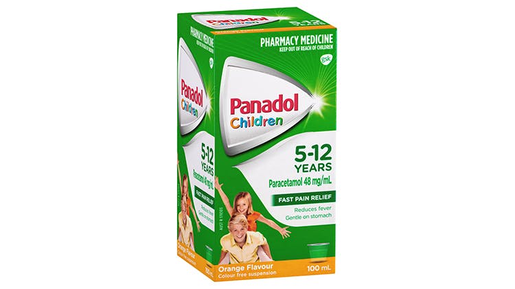 Children’s Panadol 5-12 years Colourfree Suspension pack shot