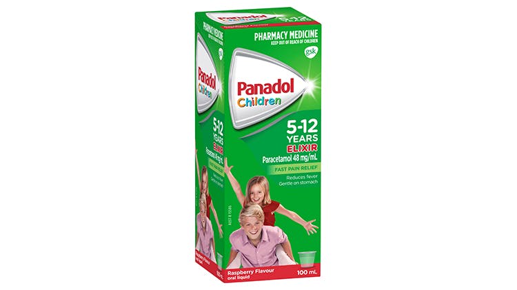 Children’s Panadol 5-12 years Elixir pack shot