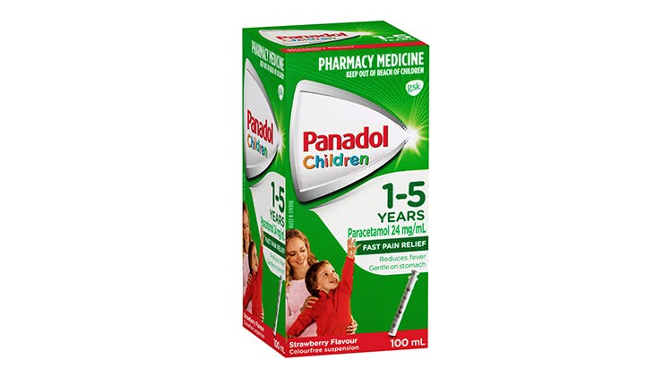 Children’s Panadol 1-5 years Colourfree Suspension pack shot
