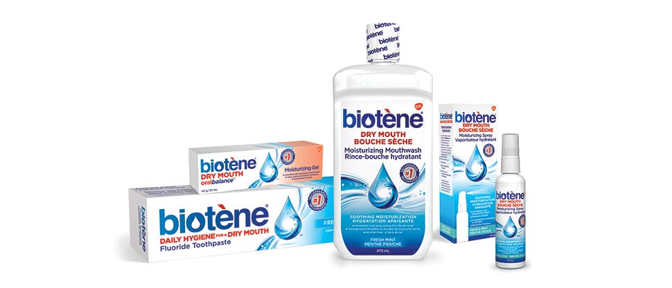 Range of Biotène Dry Mouth Relief Products