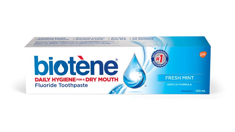 Box of Biotène toothpaste