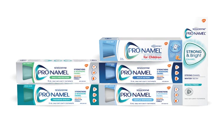 Sensodyne Pronamel Toothpaste Range shot