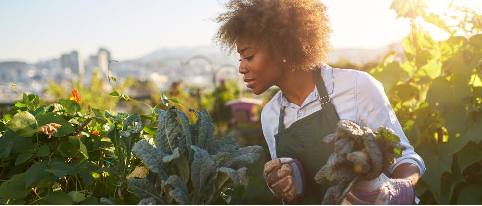 [Woman gardening]