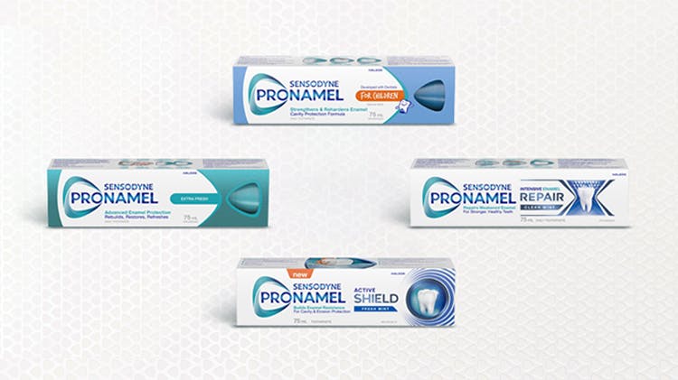 Sensodyne Pronamel Toothpaste Range shot