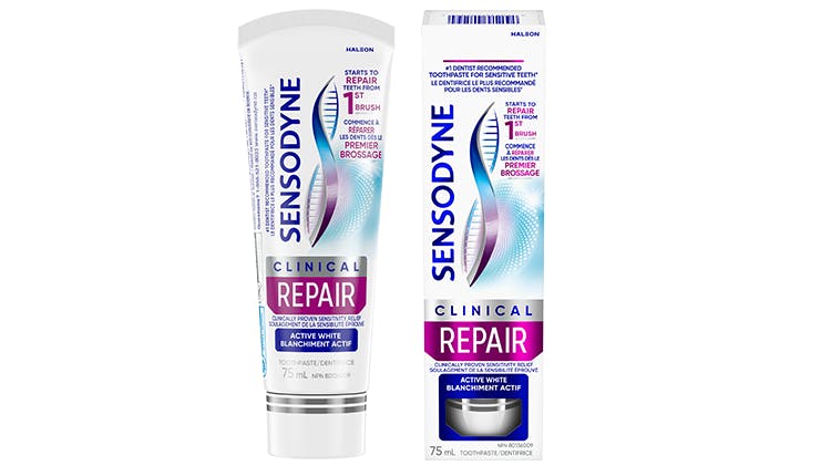 Sensodyne Clinical Repair Active White Toothpaste pack shot
