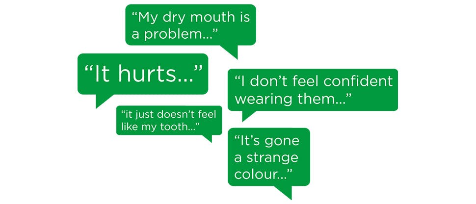 Patient quotes in a speech bubble