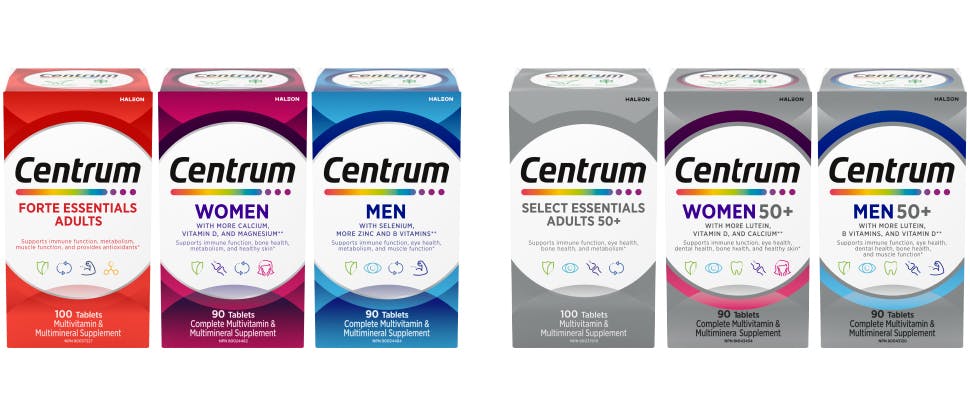 Centrum multivitamin and mineral supplements for wellness range