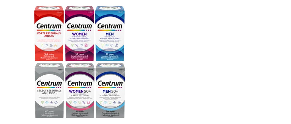Centrum multivitamin and mineral supplements for wellness range