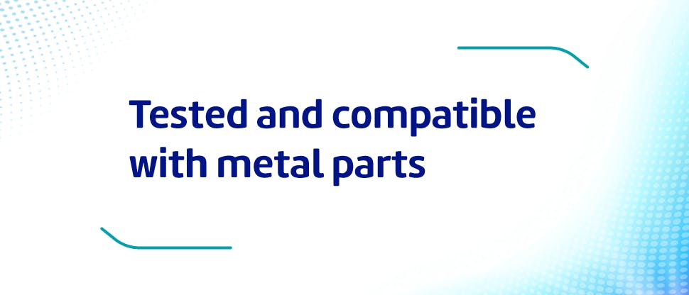 Corega  denture cleansers are tested and compatible with metal parts