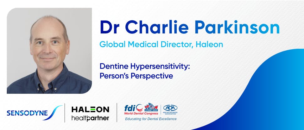 Banner with the text ‘Sensodyne Repair & Protect Deep Repair’ and photo of Dr Charlie Parkinson