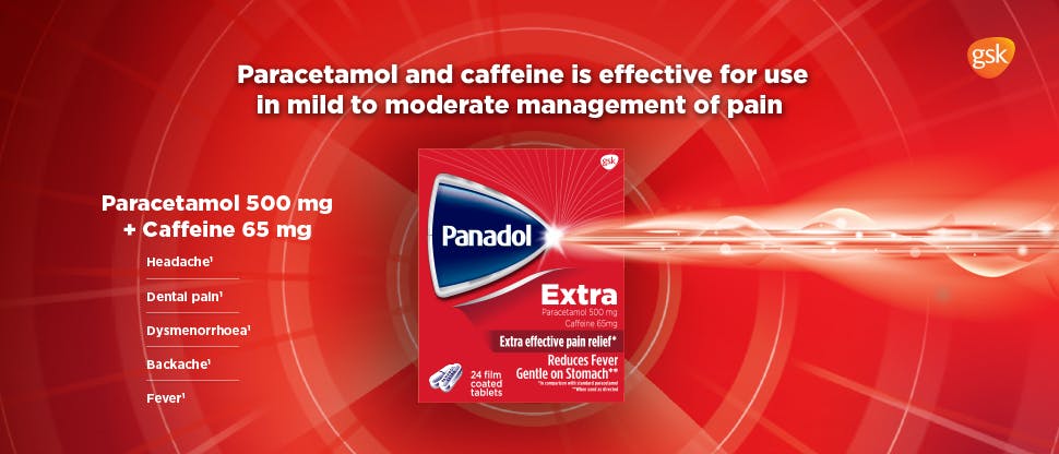 Graph showing pain-relief differences between Panadol Extra, naproxen sodium and placebo