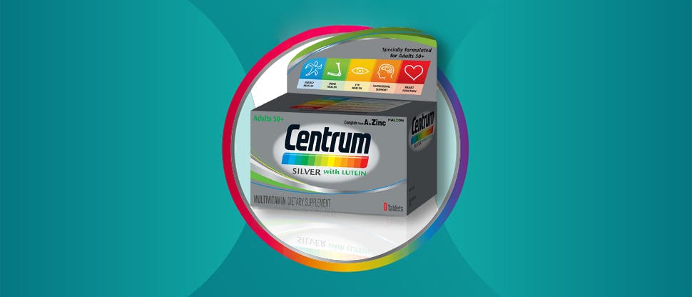 Packshot of Centrum Silver with lutein