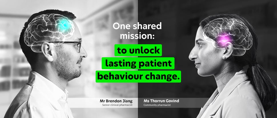 Two faculty members face each other. One shared mission: to unlock lasting patient behaviour change.