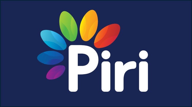 Piri logo on dark blue background