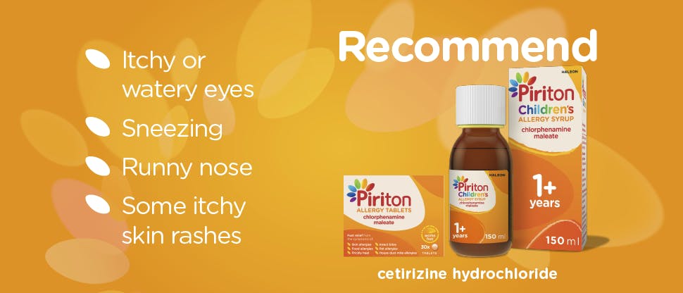 Symptoms relieved by Piriton Allergy